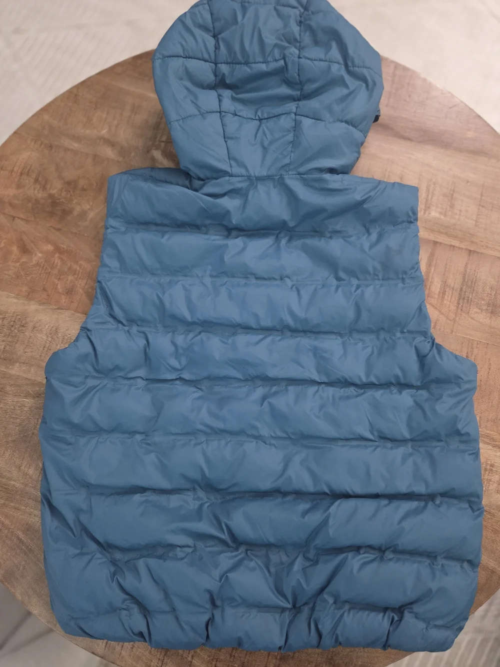 Zara Teal/blue Quilted Hooded Puffer Vest Kids Size 10/12